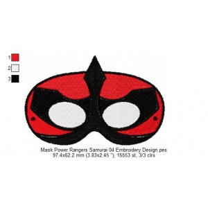 Mask Power Rangers Samurai 04 Embroidery Design